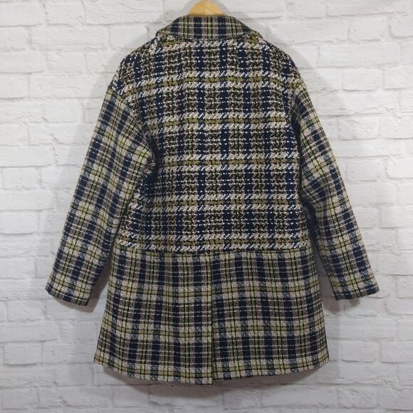 R French Connection Belinda Multicolor Wool Blend Plaid Tweed Utility Coat 8 - Picture 7 of 11